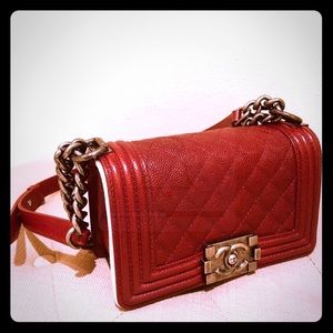 SOLD- Authentic CHANEL LE BOY/ RED CAVIAL small